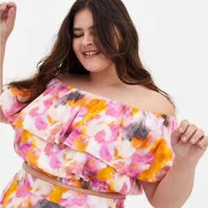 TORRID | Watercolor Tie-Dye Off Shoulder Crop Top | Sz. 3X
